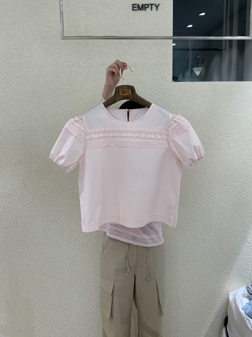 EMPTY韓國直郵女士新款26夏季人氣休閑職業時尚襯衫蕾絲衫EMPTY襯衫/蕾絲衫圖色2