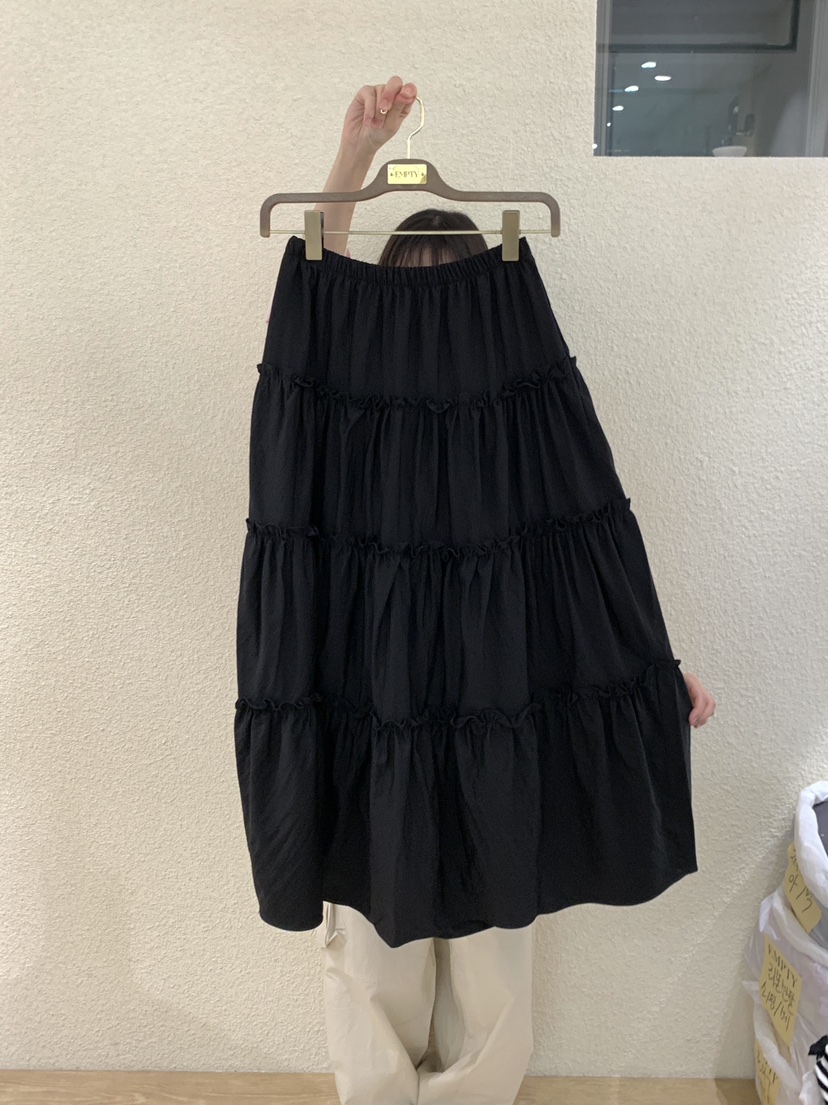 EMPTY韓國代購女裝新品26夏季休閑熱賣26春夏時尚長裙荷葉邊EMPTY長裙圖色1