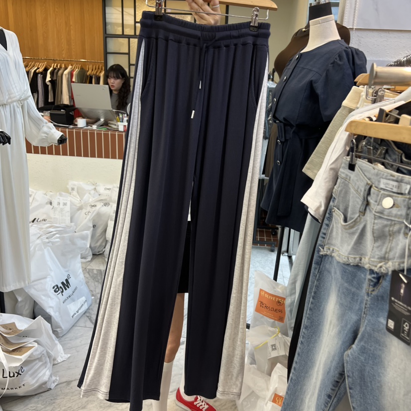 OLIVE TrEE韓國直郵女裝新品時尚職業推薦26春夏休閑褲條紋OLIVE TrEE休閑褲圖色2深藍色
