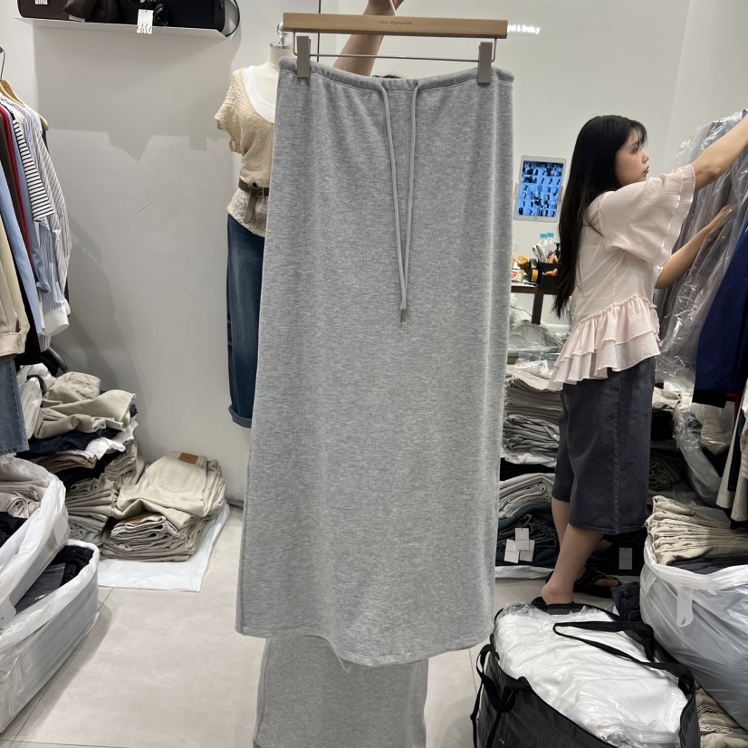 ANN MARGRET韓國直郵女士新款休閑長裙華夫格GRETA.Y長裙圖色3