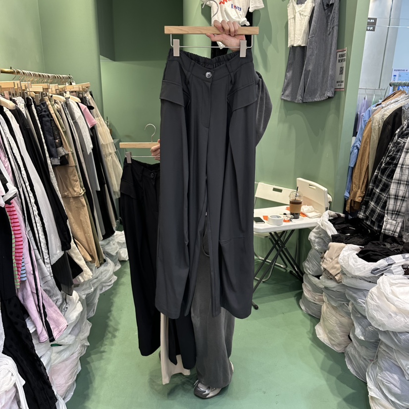 ROMANTIC NEWYORK韓國直郵女士新品人氣推薦時尚休閑褲口袋ROMANTIC NEWYORK休閑褲圖色2墨色