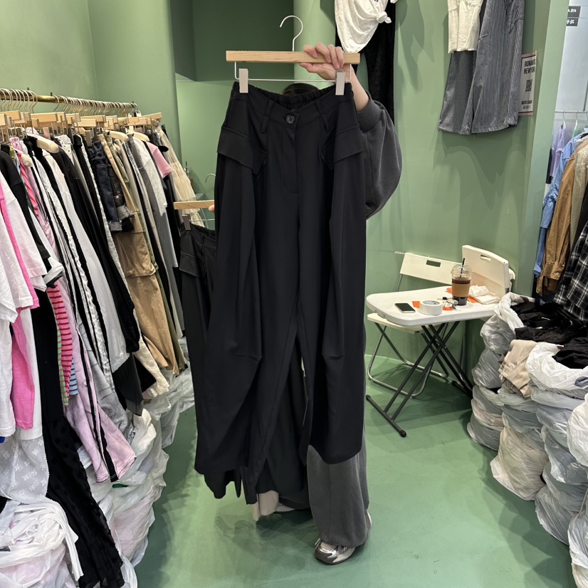ROMANTIC NEWYORK韓國直郵女士新品人氣推薦時尚休閑褲口袋ROMANTIC NEWYORK休閑褲圖色3黑色