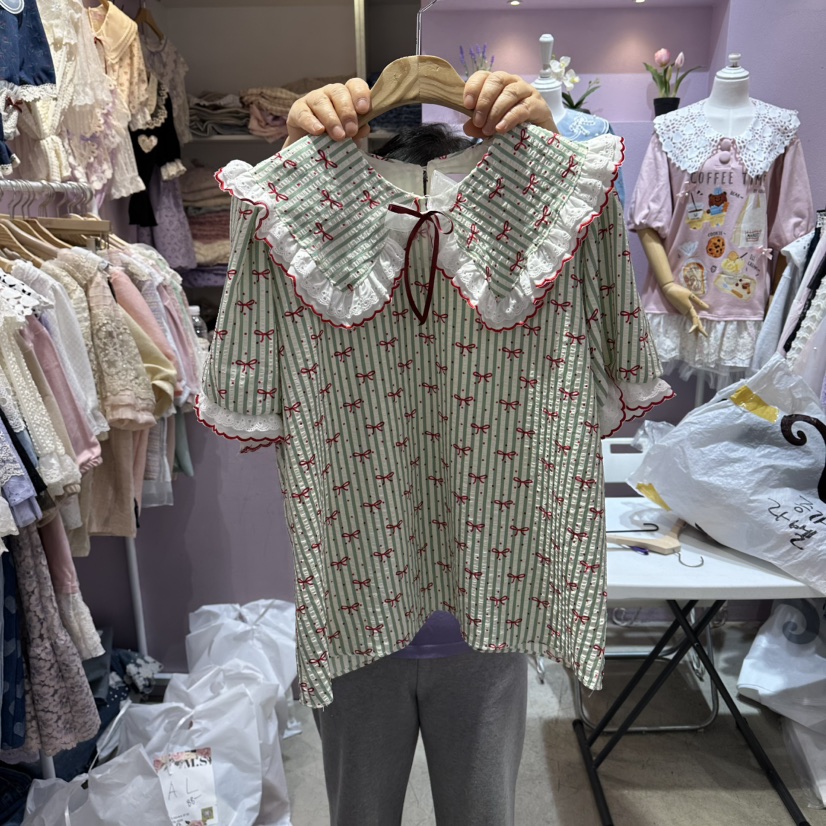 MS韓國直郵女裝新品熱賣時尚推薦人氣職業26夏季襯衫蕾絲衫MS襯衫/蕾絲衫圖色2