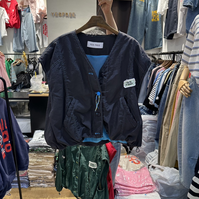 YESFREE韓國代購女士新品熱賣26春夏人氣推薦26夏季馬甲撞色YESFREE馬甲圖色3