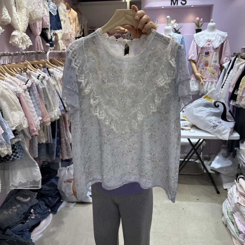 MS韓國直郵女裝新品休閑26春夏時尚熱賣26夏季襯衫蕾絲衫MS襯衫/蕾絲衫圖色1