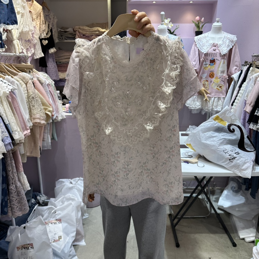 MS韓國直郵女裝新品休閑26春夏時尚熱賣26夏季襯衫蕾絲衫MS襯衫/蕾絲衫圖色2