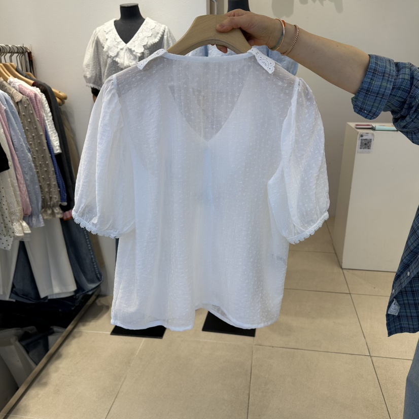 2nd B-S韓國代購女士新品26夏季時尚推薦襯衫蕾絲衫小花2nd B-S襯衫/蕾絲衫