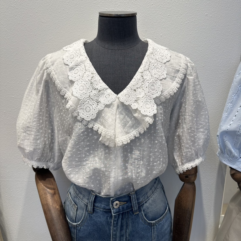 2nd B-S韓國代購女士新品26夏季時尚推薦襯衫蕾絲衫小花2nd B-S襯衫/蕾絲衫圖色1