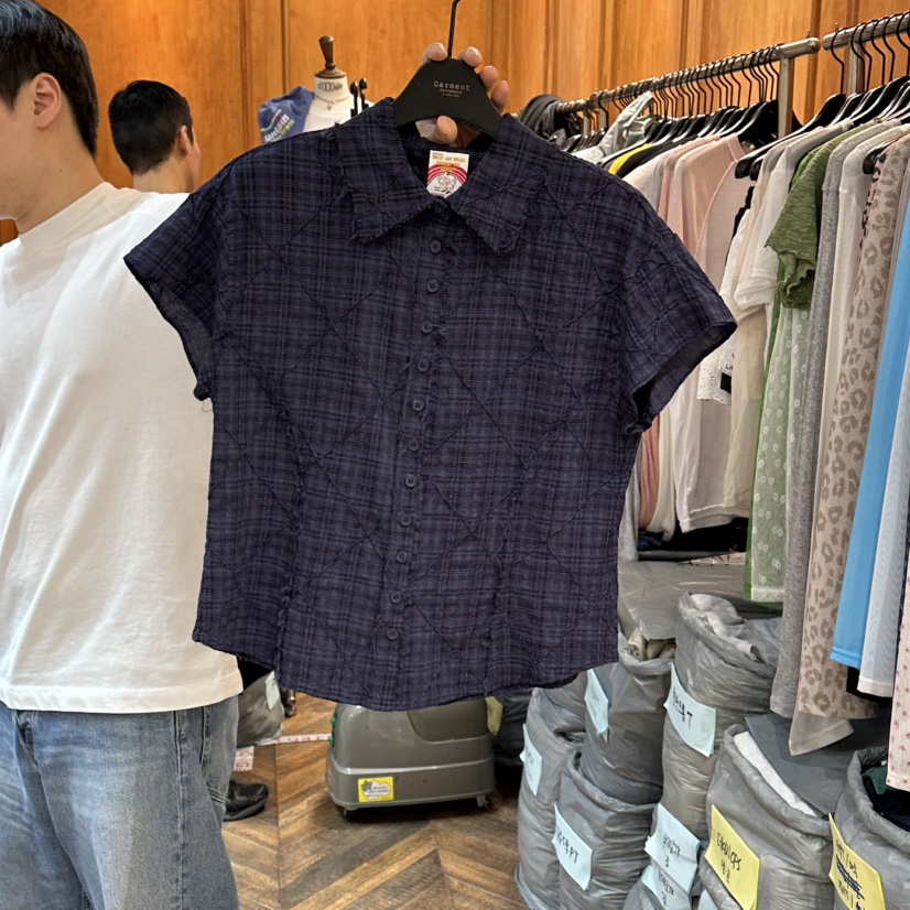 GARMENT-P韓國直郵女士新款人氣26春夏推薦26夏季襯衫蕾絲衫GARMENT襯衫/蕾絲衫圖色2深藍色