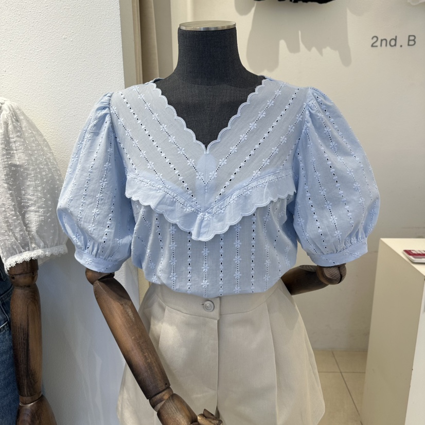 2nd B-S韓國直郵女裝新款休閑推薦26春夏襯衫蕾絲衫刺繡2nd B-S襯衫/蕾絲衫圖色1