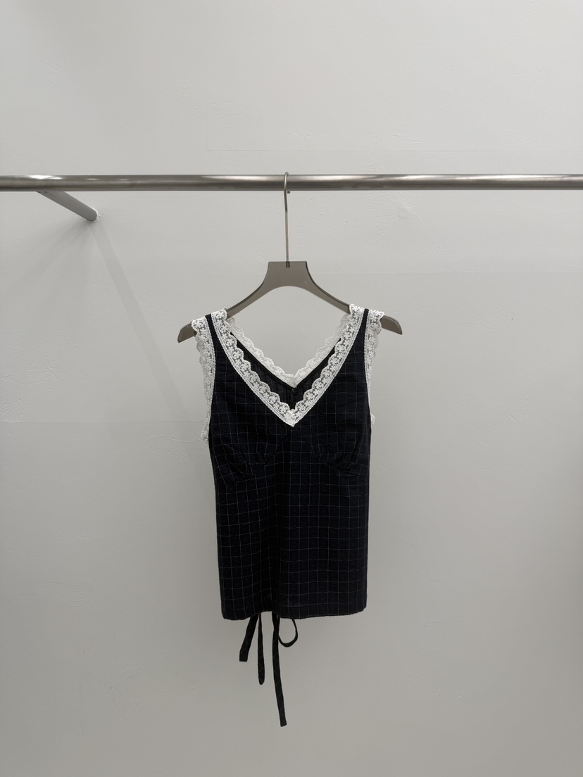 SEARE/PRETZEL東大門實拍韓國女士新品熱賣吊帶背心格紋蕾絲SEARE/PRETZEL吊帶/背心圖色2
