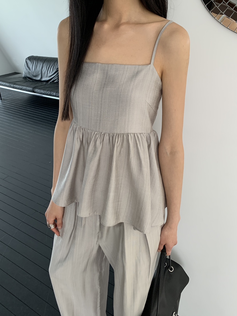 STAGE韓國直郵女士新款26夏季26春夏熱賣職業吊帶背心褶皺STAGE吊帶/背心