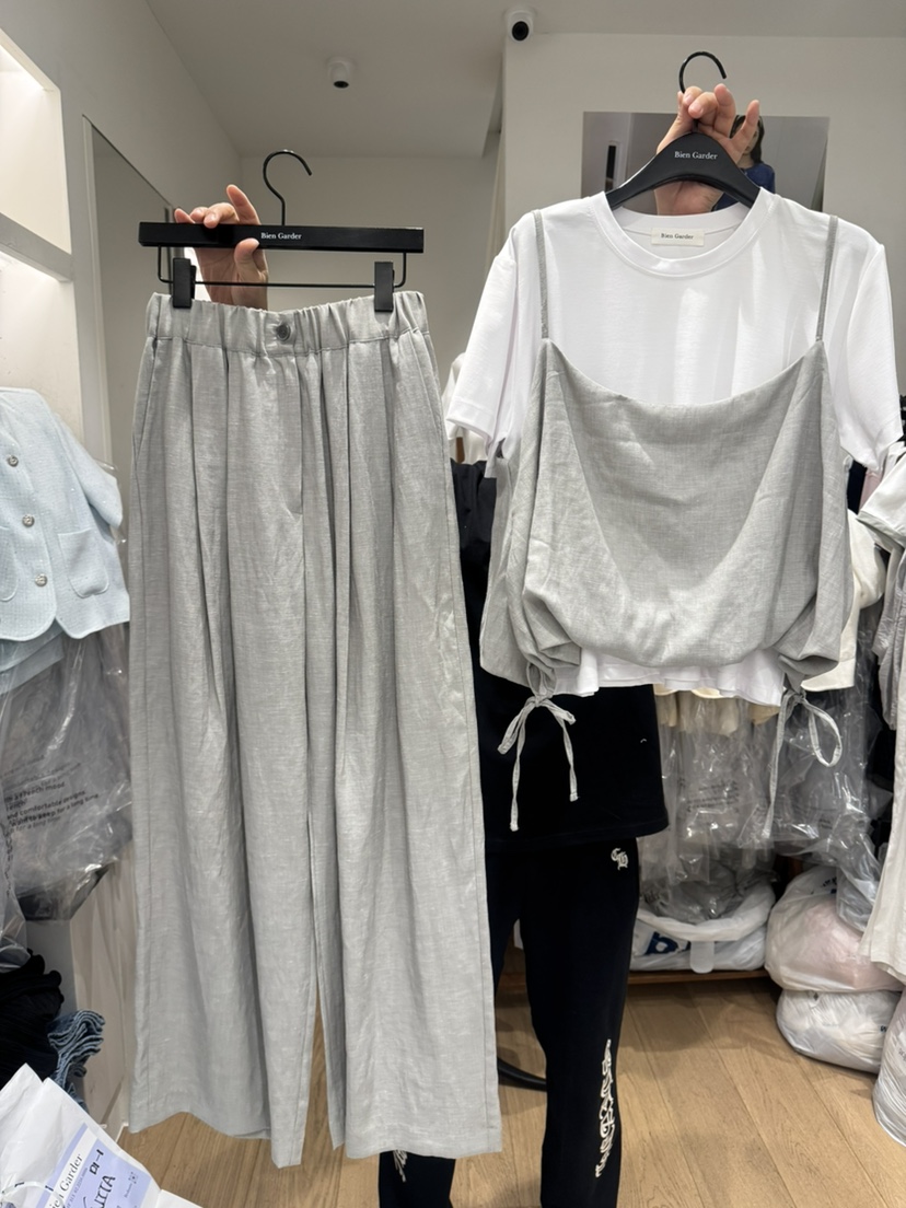 BIEN GARDER韓國東大門直郵女裝新品熱賣休閑時尚套裝亞麻BIEN GARDER套裝圖色2