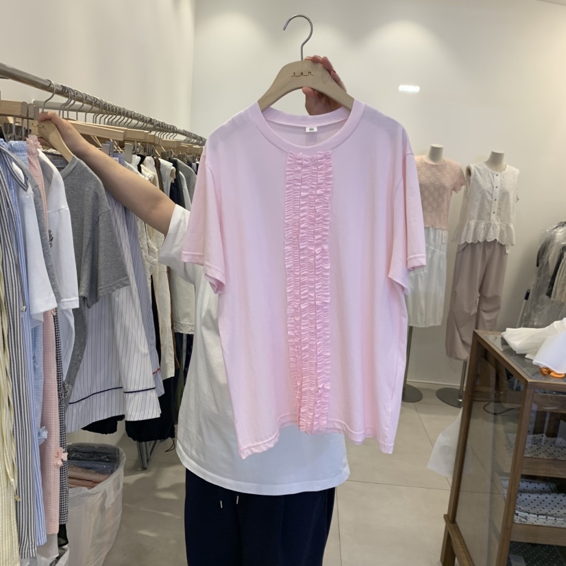TAN&amp;COMO韓國直郵實拍女裝新品時尚職業熱賣T恤褶皺tan-COMOT恤圖色2