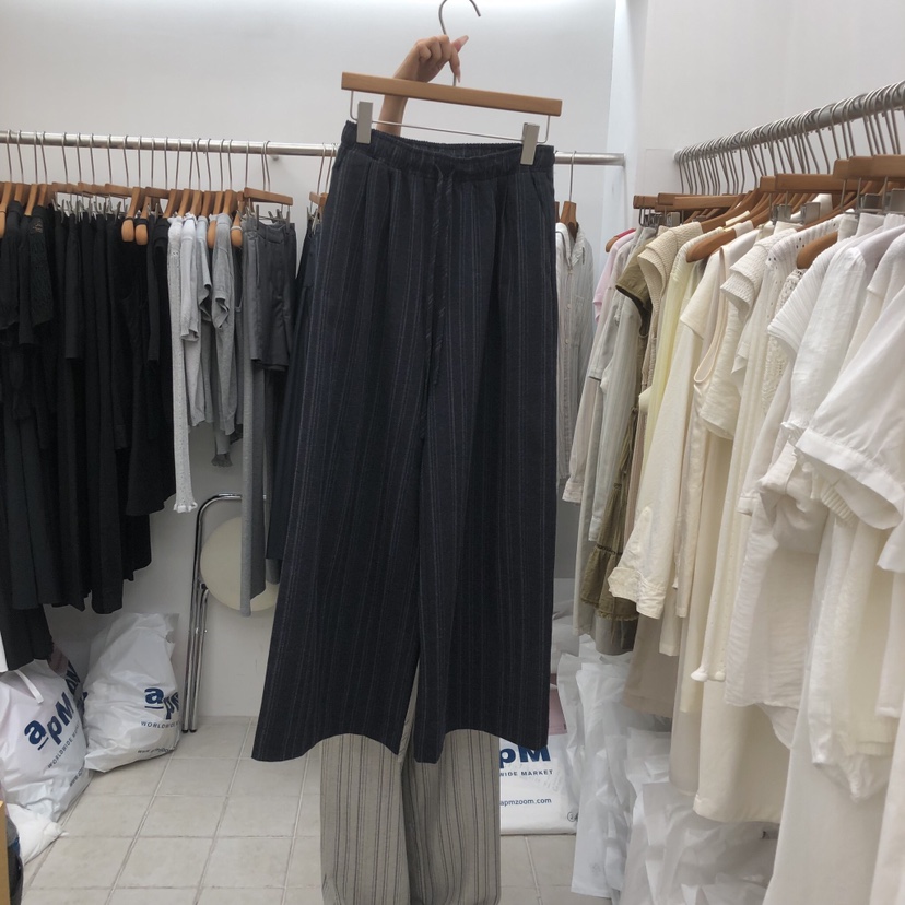 DRESS ROOM韓國直郵女裝新品職業推薦熱賣休閑褲亞麻條紋DRESS ROOM休閑褲圖色1