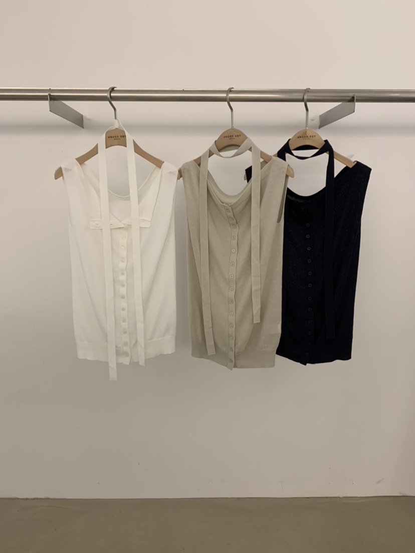 UNDER KEY東大門實拍韓國女士新款休閑吊帶背心含圍巾露肩UNDER KEY吊帶/背心