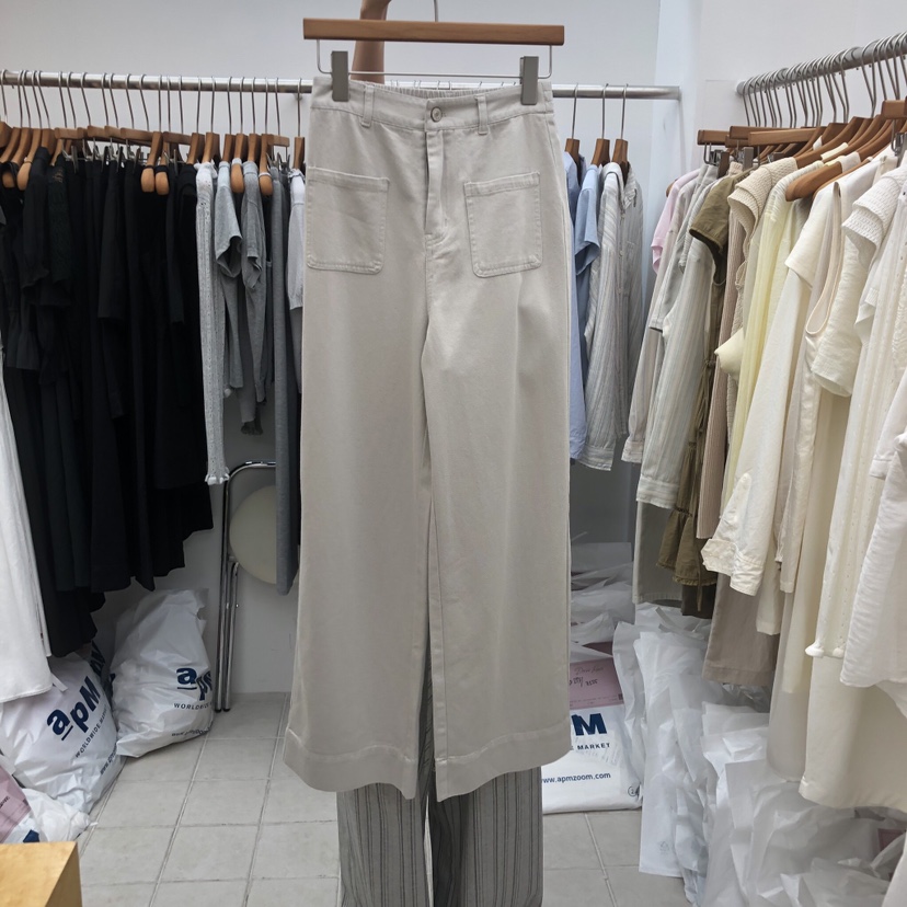 DRESS ROOM韓國直郵實拍女士新款推薦人氣26夏季休閑褲口袋棉DRESS ROOM休閑褲圖色1
