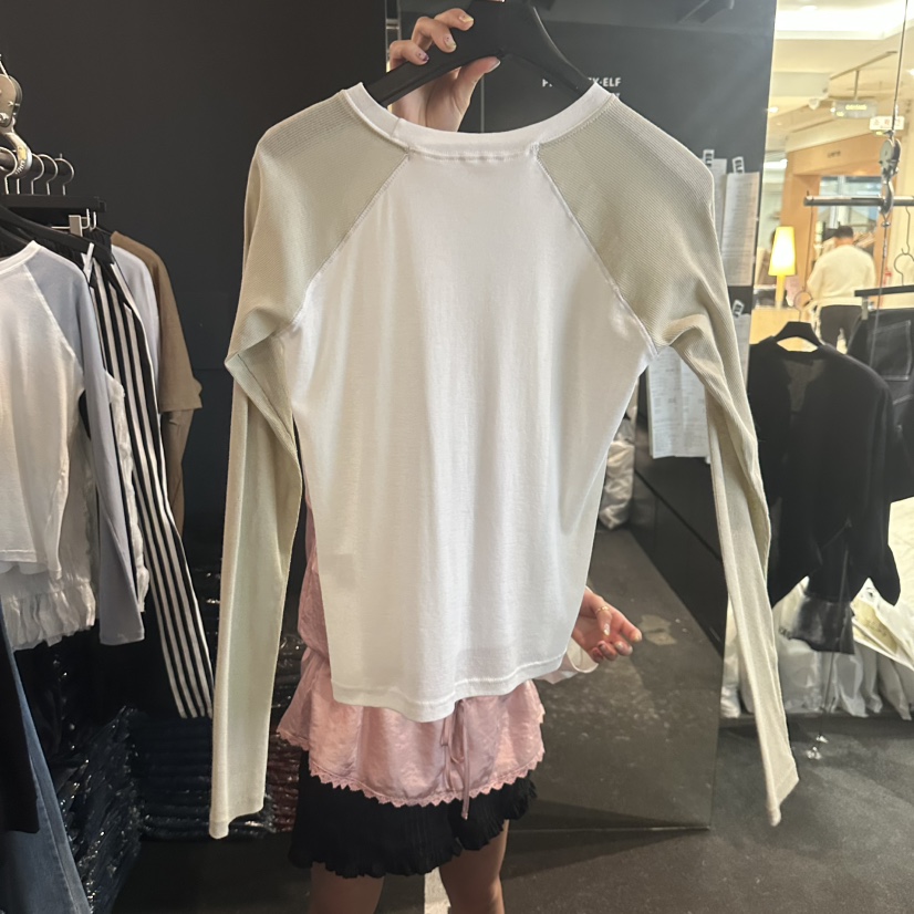 ELF-L韓國東大門代購女裝新品熱賣26春夏長袖T恤插肩撞色PROJECT ELF/ELF-L長袖T恤