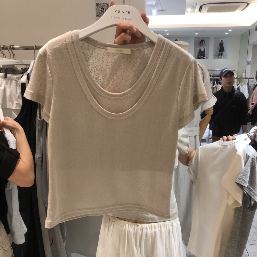 VENIR-a韓國直郵實拍女裝新品26春夏26夏季推薦T恤假兩件VENIR-aT恤圖色3