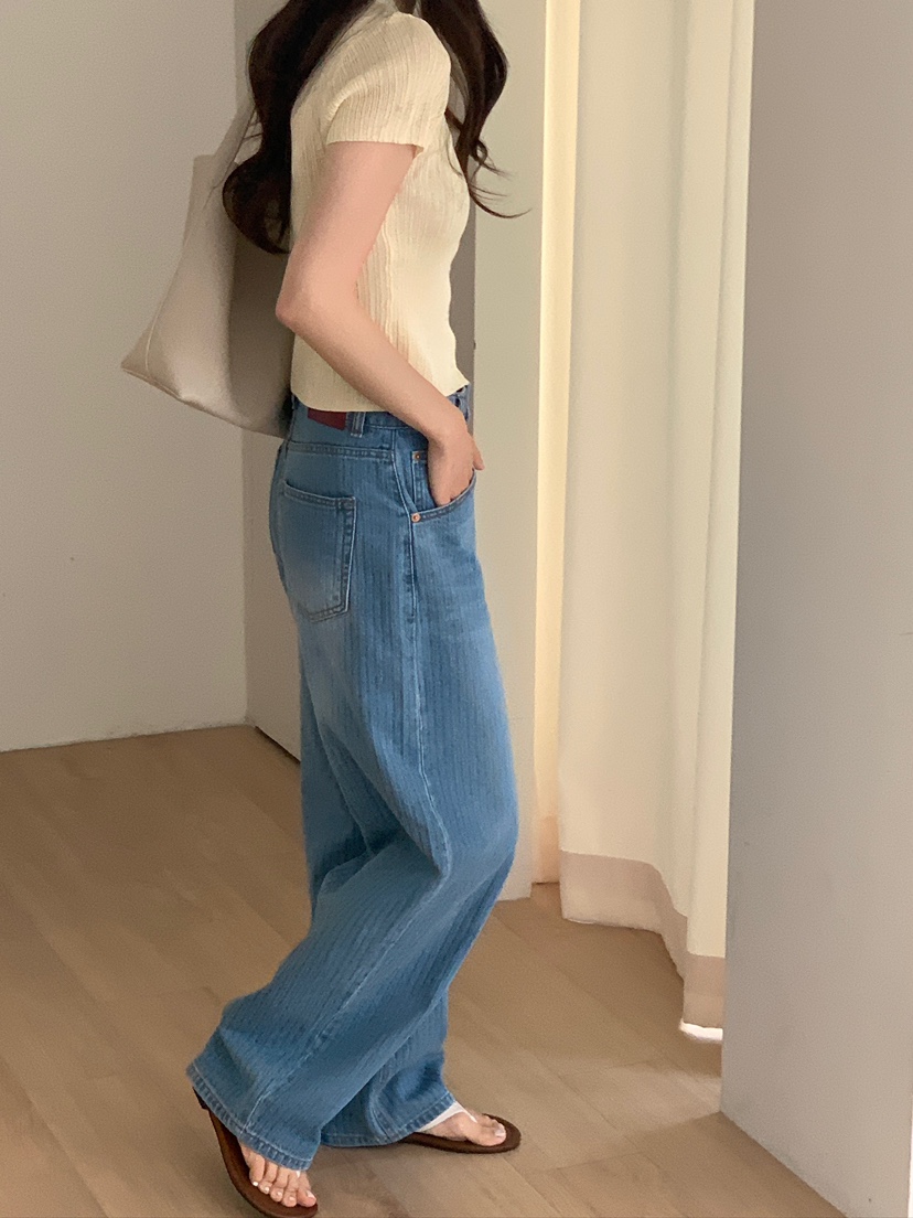 CICI韓國東大門直郵女裝新款職業26春夏人氣牛仔褲人字紋Ci Ci牛仔褲