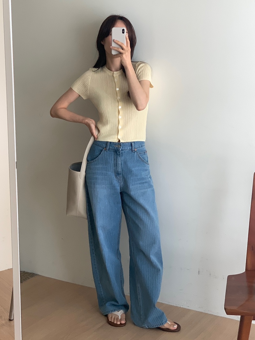 CICI韓國東大門直郵女裝新款職業26春夏人氣牛仔褲人字紋Ci Ci牛仔褲