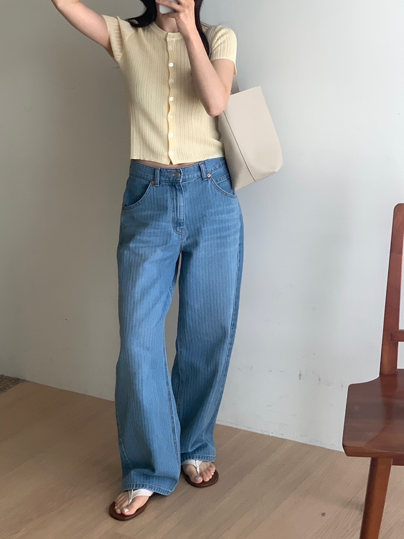 CICI韓國東大門直郵女裝新款職業26春夏人氣牛仔褲人字紋Ci Ci牛仔褲