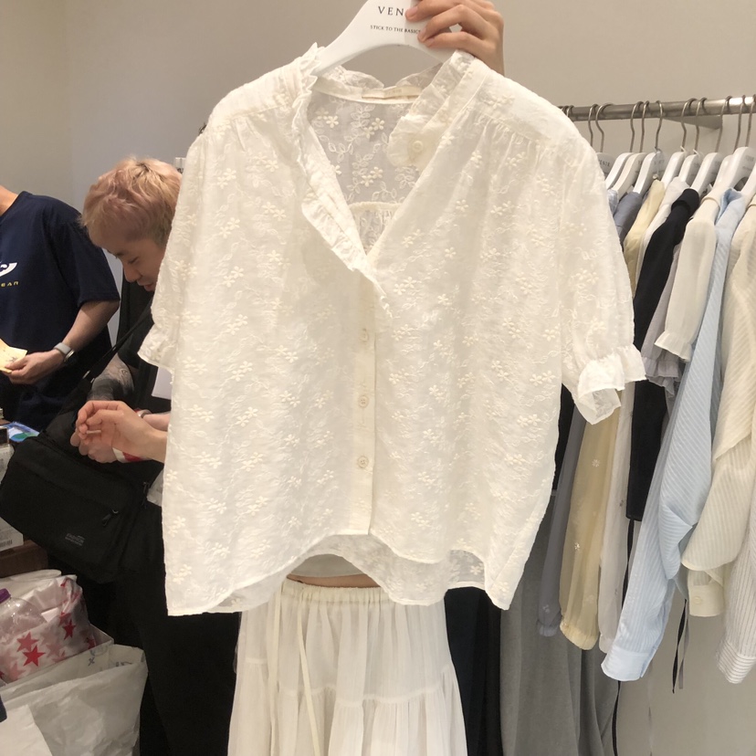 VENIR-a韓國直郵女士新品26春夏26夏季時尚休閑襯衫蕾絲衫VENIR-a襯衫/蕾絲衫圖色1