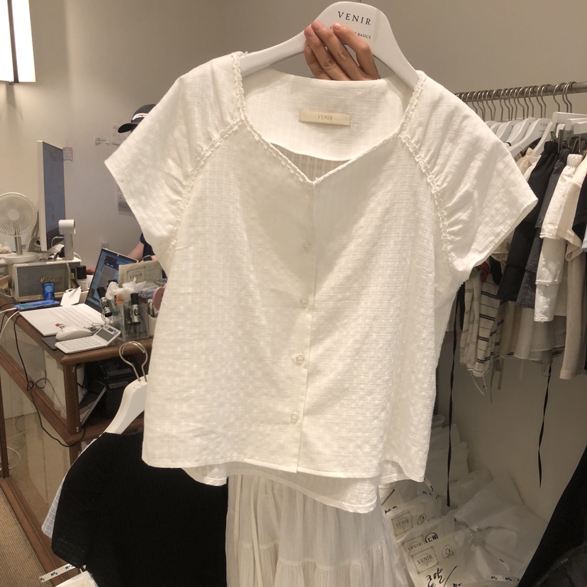 VENIR-a韓國東大門直郵女士新品熱賣推薦26春夏襯衫蕾絲衫VENIR-a襯衫/蕾絲衫圖色1