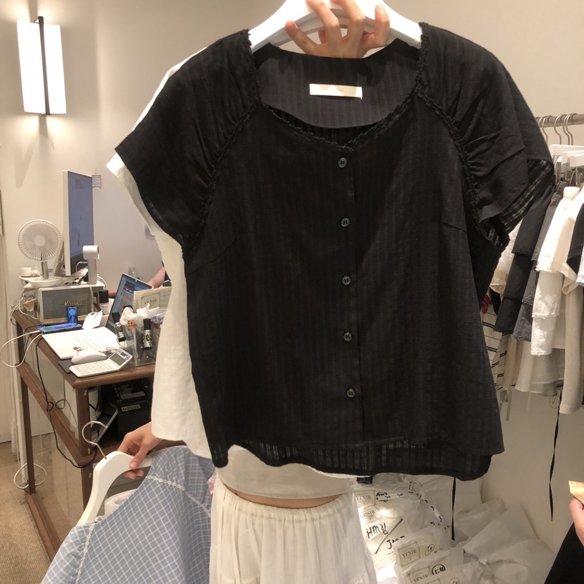 VENIR-a韓國東大門直郵女士新品熱賣推薦26春夏襯衫蕾絲衫VENIR-a襯衫/蕾絲衫圖色2