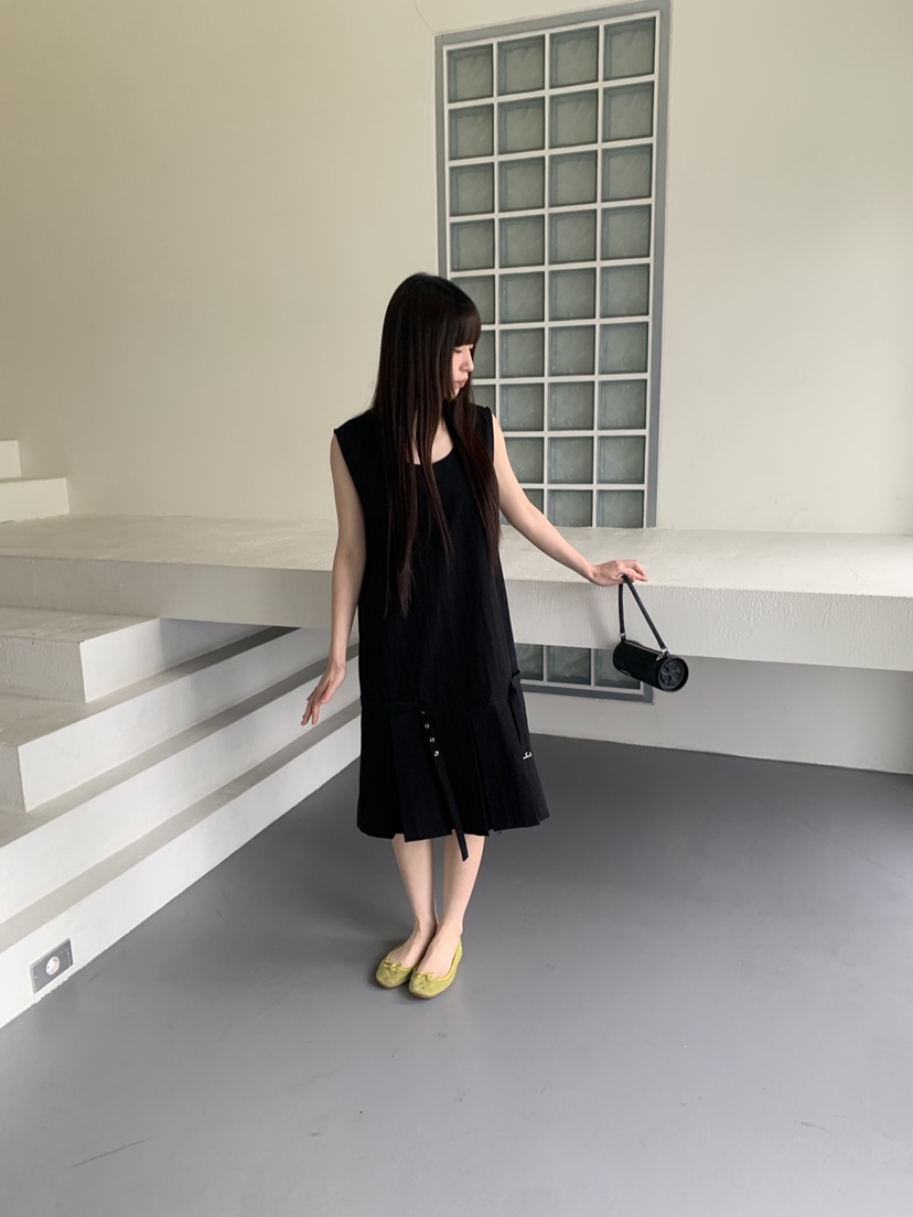 LOGARDEN韓國直郵女裝新品時尚熱賣休閑推薦26春夏連衣裙腰帶LO GARDEN連衣裙