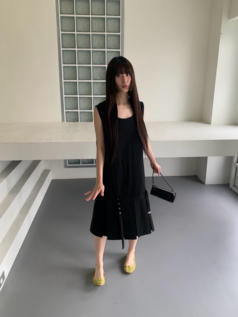 LOGARDEN韓國直郵女裝新品時尚熱賣休閑推薦26春夏連衣裙腰帶LO GARDEN連衣裙