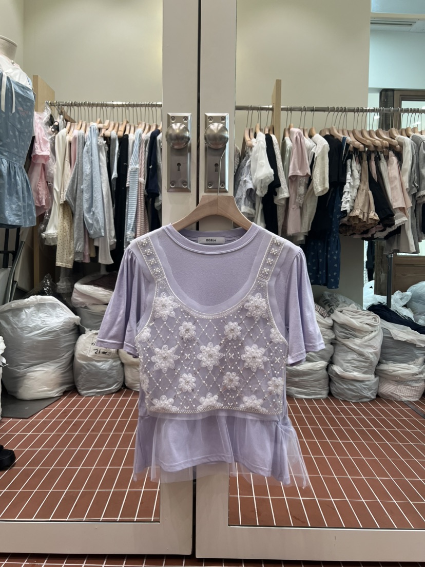 BE&amp;BE韓國直郵女裝新品人氣26春夏推薦時尚T恤假兩件BE&beT恤圖色4