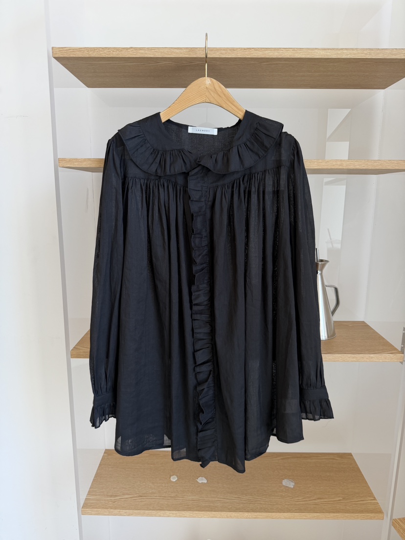 LAUNDRY韓國代購女士新品推薦休閑26夏季襯衫蕾絲衫荷葉邊亞麻LAUNDRY襯衫/蕾絲衫圖色2