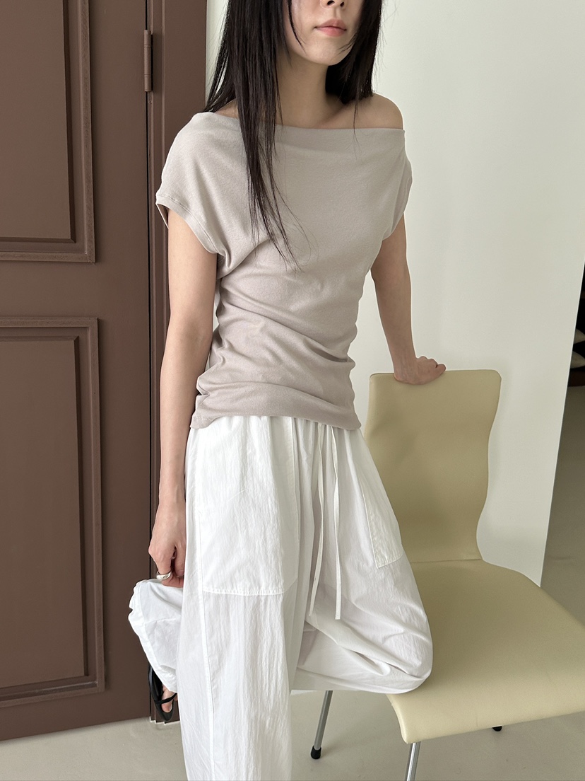 NDE韓國直郵實拍女士新款26春夏推薦職業時尚人氣T恤露肩BOHEME_NDET恤