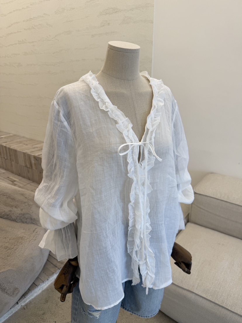 LAUNDRY韓國直郵實拍女裝新款26夏季熱賣襯衫蕾絲衫荷葉邊LAUNDRY襯衫/蕾絲衫