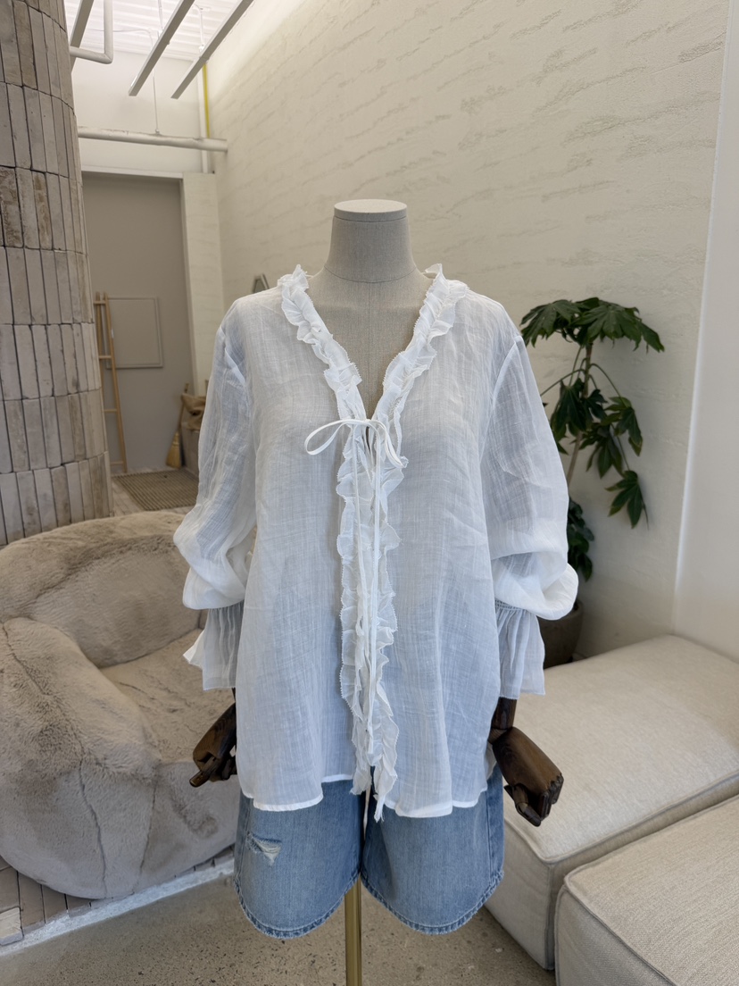 LAUNDRY韓國直郵實拍女裝新款26夏季熱賣襯衫蕾絲衫荷葉邊LAUNDRY襯衫/蕾絲衫