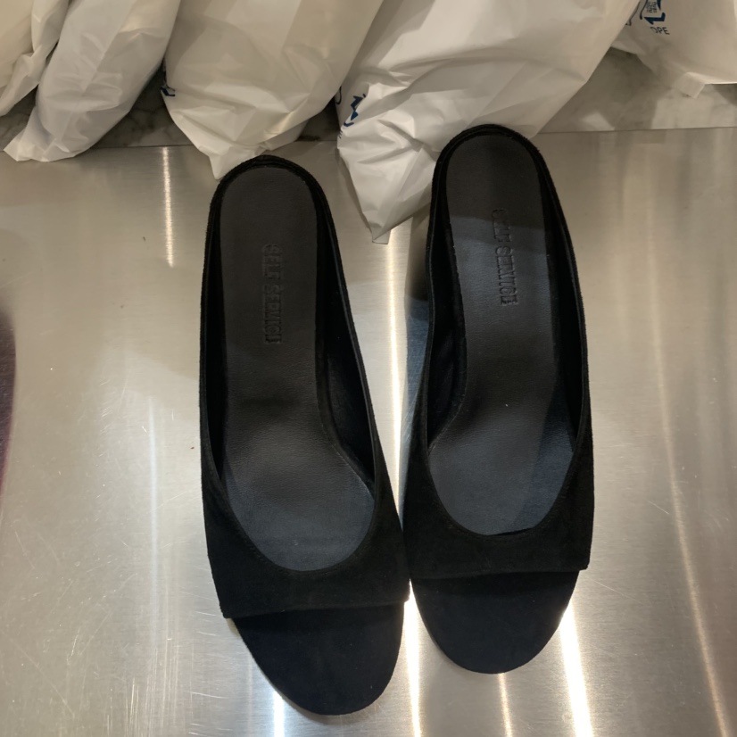 SELF SERVICE韓國直郵女士新款熱賣職業時尚涼鞋拖鞋絨面革SELF SERVICE涼鞋/拖鞋圖色2