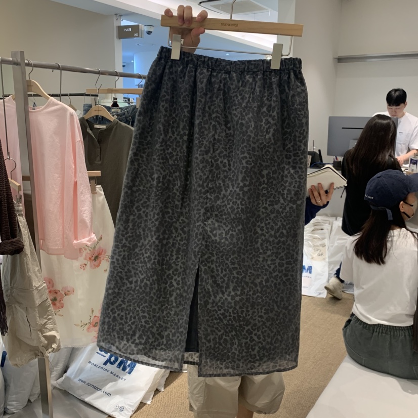 SELF SERVICE韓國東大門直郵女士新品26夏季半身裙中短裙豹紋SELF SERVICE半身裙/中短裙