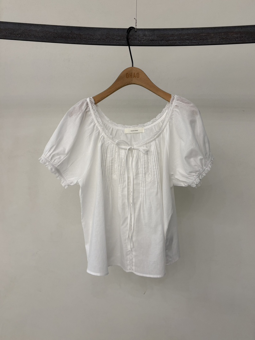 OHAO韓國代購女士新品人氣熱賣26夏季時尚休閑襯衫蕾絲衫OHAO/HA MONG襯衫/蕾絲衫圖色1