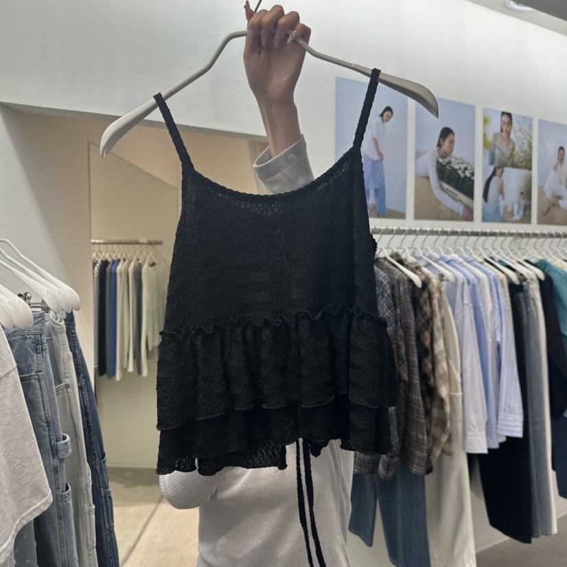 MARAN-P韓國直郵女士新品休閑熱賣職業吊帶背心荷葉邊提花MARAN吊帶/背心圖色2