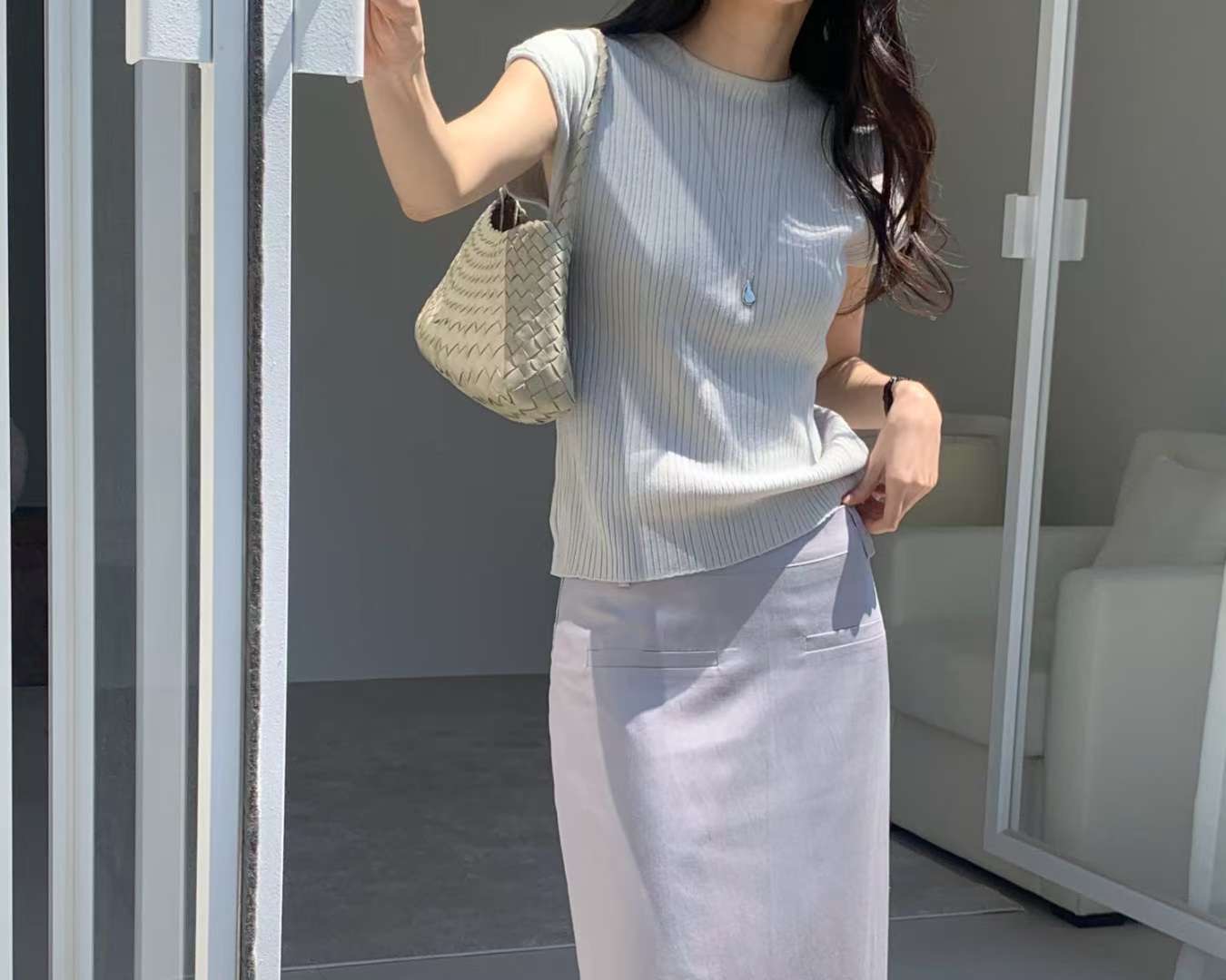 SOMETHINGELSE韓國直郵實拍女裝新款時尚吊帶背心短袖針織衫羅紋SOMETHINGELSE吊帶/背心