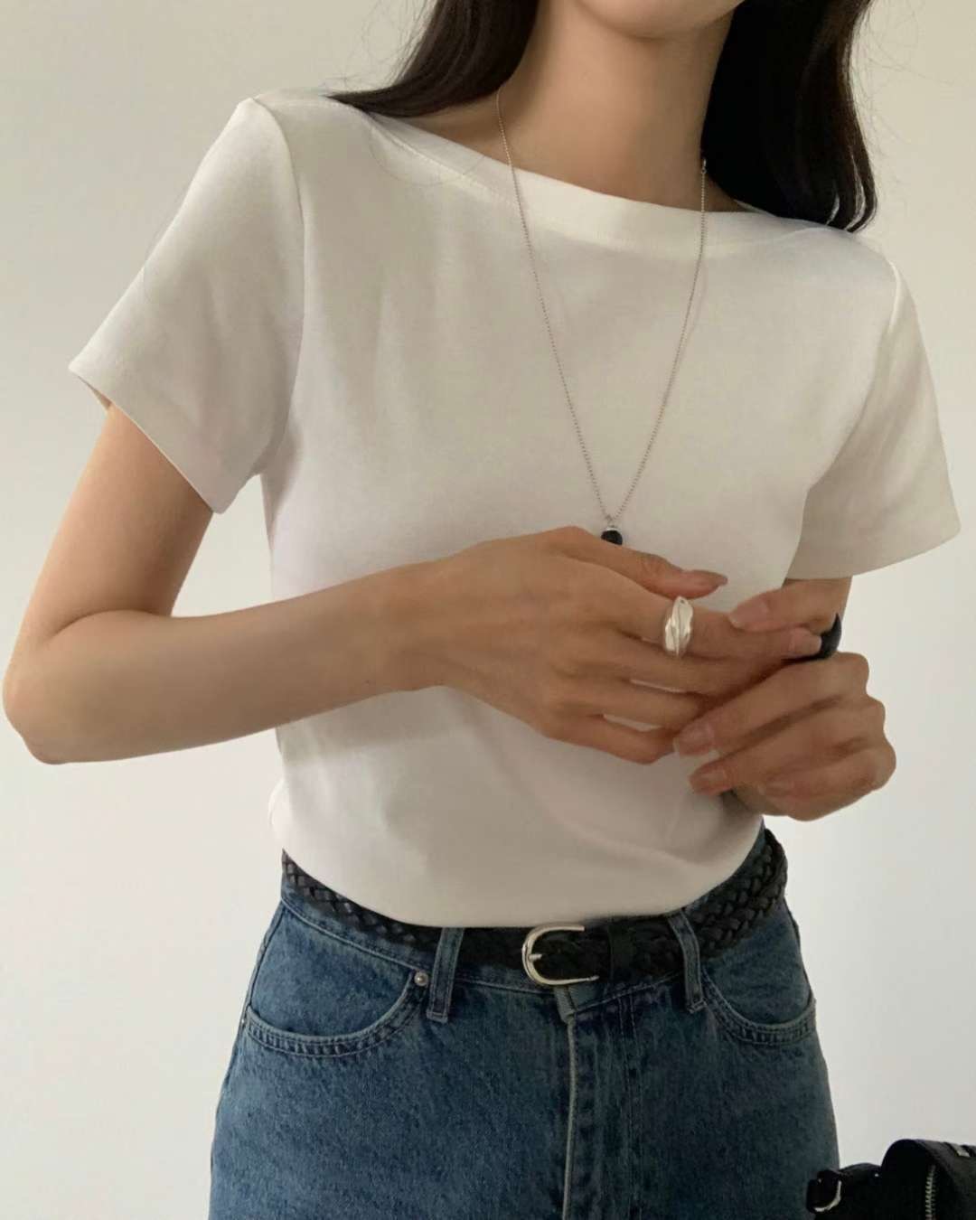 SOMETHINGELSE韓國直郵實拍女士新款26春夏T恤不含配飾船領SOMETHINGELSET恤圖色1