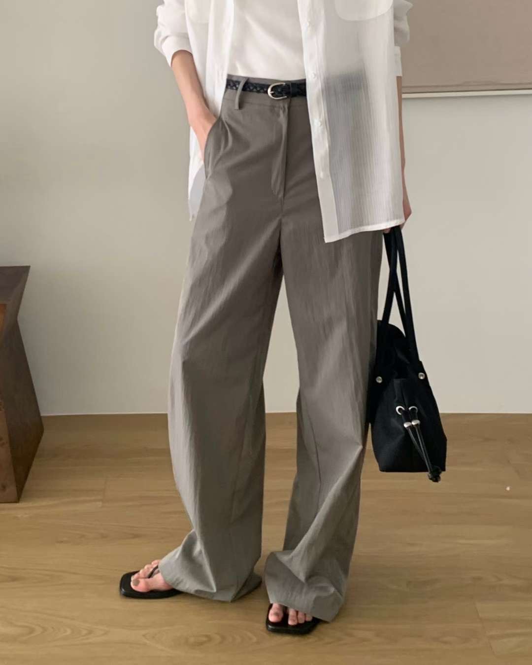 SOMETHINGELSE東大門實拍韓國女裝新款休閑休閑褲不含腰帶尼龍SOMETHINGELSE休閑褲圖色2