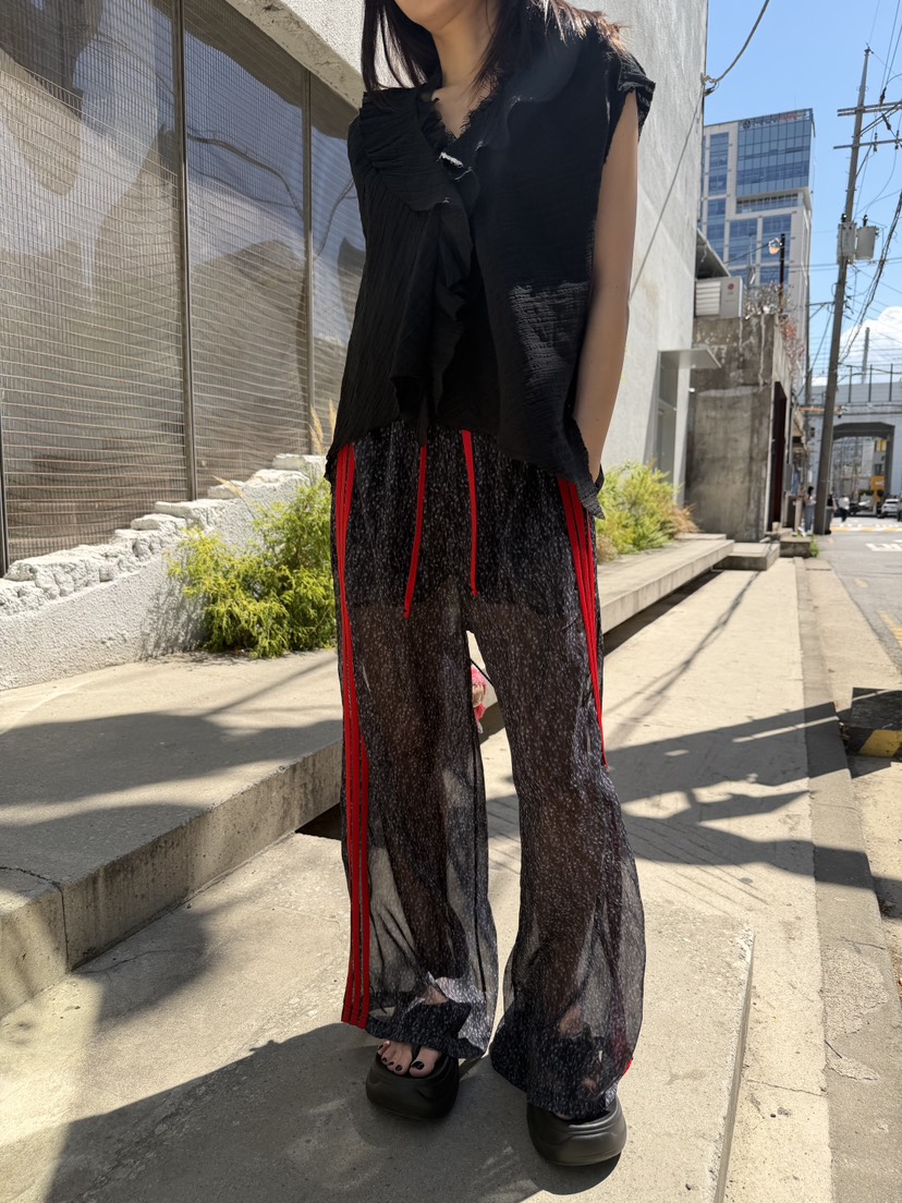 FRANC—L東大門實拍韓國女裝新款時尚熱賣休閑褲豹紋雪紡FRANC休閑褲