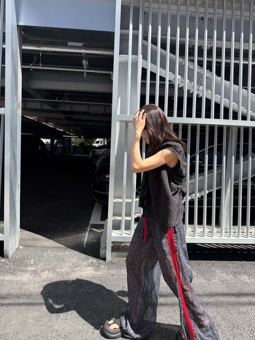 FRANC—L東大門實拍韓國女裝新款時尚熱賣休閑褲豹紋雪紡FRANC休閑褲