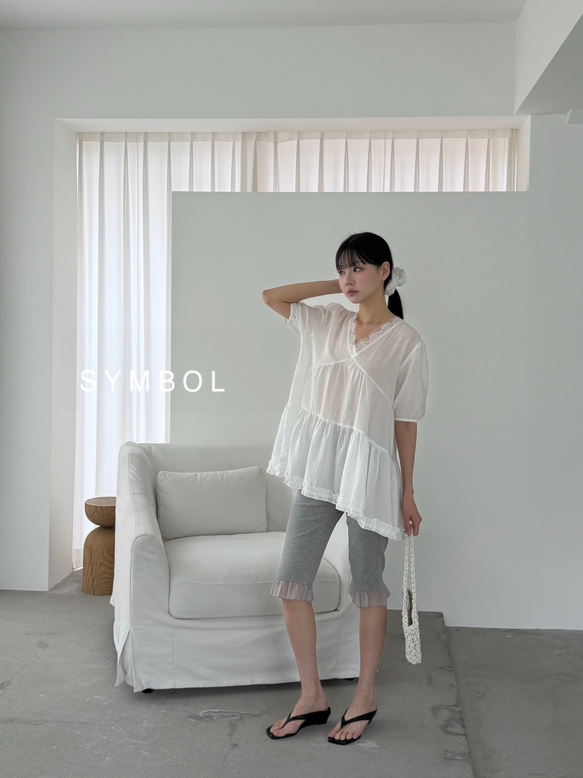 SYMBOL韓國直郵實拍女裝新款26春夏推薦職業26夏季襯衫蕾絲衫SYMBOL襯衫/蕾絲衫