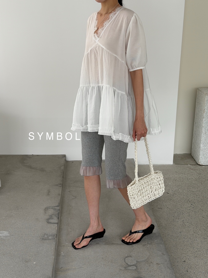 SYMBOL韓國直郵實拍女裝新款26春夏推薦職業26夏季襯衫蕾絲衫SYMBOL襯衫/蕾絲衫