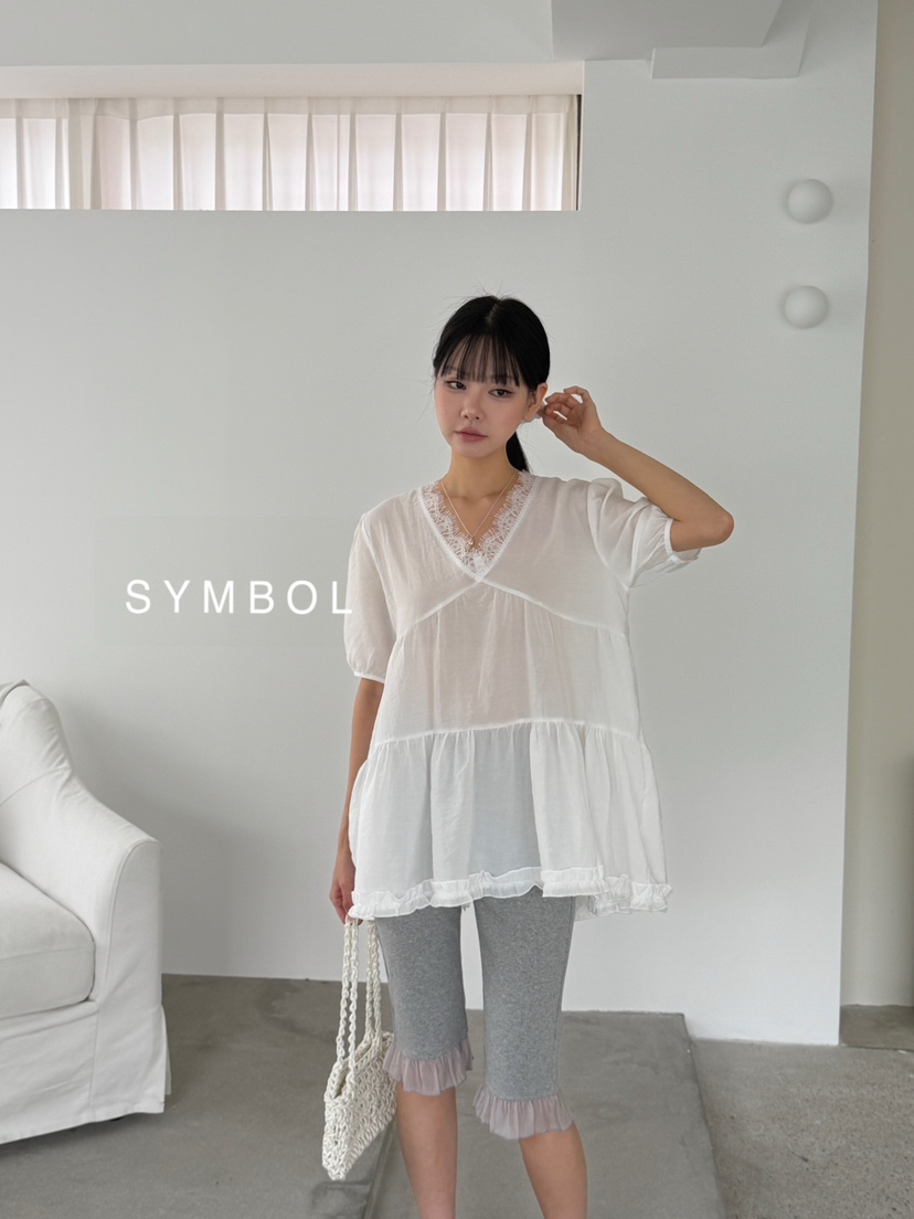SYMBOL韓國直郵實拍女裝新款26春夏推薦職業26夏季襯衫蕾絲衫SYMBOL襯衫/蕾絲衫