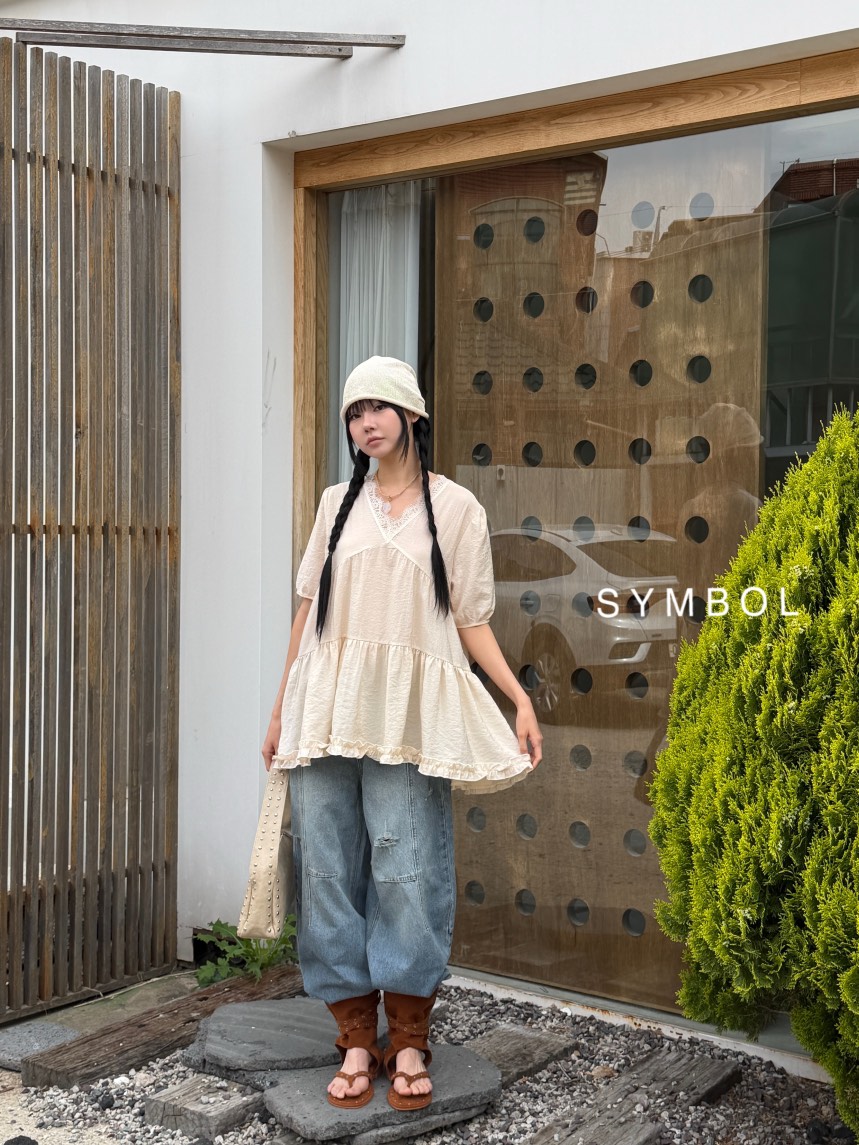 SYMBOL韓國直郵實拍女裝新款26春夏推薦職業26夏季襯衫蕾絲衫SYMBOL襯衫/蕾絲衫