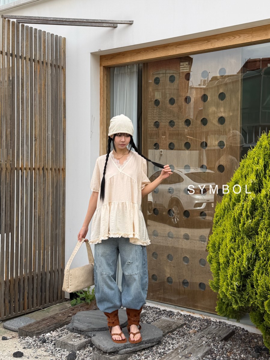 SYMBOL韓國直郵實拍女裝新款26春夏推薦職業26夏季襯衫蕾絲衫SYMBOL襯衫/蕾絲衫